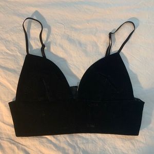 Black velvet zip crop top